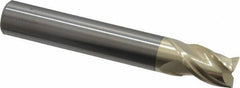 Accupro - 3/8", 1/2" LOC, 3/8" Shank Diam, 2-1/2" OAL, 3 Flute, Solid Carbide Square End Mill - Single End, ZrN Finish, Spiral Flute, Variable° Helix, Centercutting, Right Hand Cut, Right Hand Flute - USA Tool & Supply
