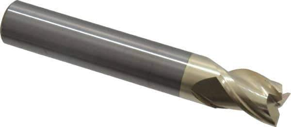Accupro - 7/16", 9/16" LOC, 7/16" Shank Diam, 2-3/4" OAL, 3 Flute, Solid Carbide Square End Mill - Single End, ZrN Finish, Spiral Flute, Variable° Helix, Centercutting, Right Hand Cut, Right Hand Flute - USA Tool & Supply