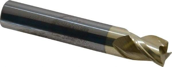 Accupro - 1/2", 5/8" LOC, 1/2" Shank Diam, 3" OAL, 3 Flute, Solid Carbide Square End Mill - Single End, ZrN Finish, Spiral Flute, Variable° Helix, Centercutting, Right Hand Cut, Right Hand Flute - USA Tool & Supply
