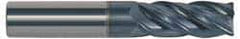 Accupro - 5/8", 3/4" LOC, 5/8" Shank Diam, 3" OAL, 4 Flute, Solid Carbide Square End Mill - Single End, nACRo Finish, Spiral Flute, Variable° Helix, Centercutting, Right Hand Cut, Right Hand Flute - USA Tool & Supply