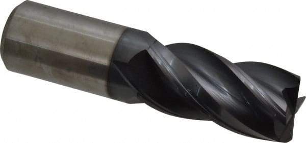 Accupro - 1", 4 Flute, Single End, Solid Carbide, Corner Chamfer End Mill - 4" OAL, Right Hand Flute, 2" LOC, Right Hand Cut - USA Tool & Supply