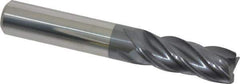 Accupro - 3/8", 4 Flute, Single End, Solid Carbide, Corner Chamfer End Mill - 2-1/2" OAL, Right Hand Flute, 1" LOC, Right Hand Cut - USA Tool & Supply