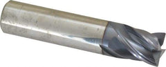 Accupro - 5/8", 4 Flute, Single End, Solid Carbide, Corner Chamfer End Mill - 3" OAL, Right Hand Flute, 3/4" LOC, Right Hand Cut - USA Tool & Supply