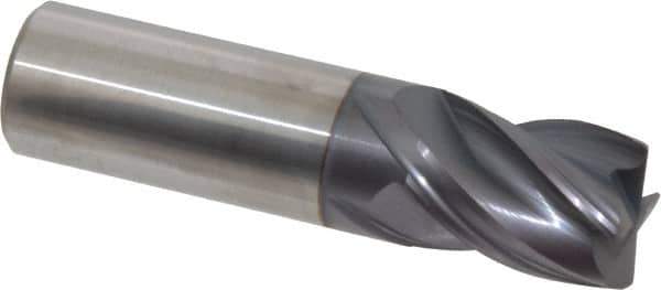 Accupro - 3/4", 4 Flute, Single End, Solid Carbide, Corner Chamfer End Mill - 3" OAL, Right Hand Flute, 1" LOC, Right Hand Cut - USA Tool & Supply