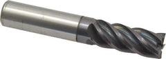 Accupro - 1/2", 1-1/4" LOC, 1/2" Shank Diam, 3" OAL, 5 Flute, Solid Carbide Square End Mill - Single End, AlTiN Finish, Spiral Flute, Variable° Helix, Centercutting, Right Hand Cut, Right Hand Flute - USA Tool & Supply