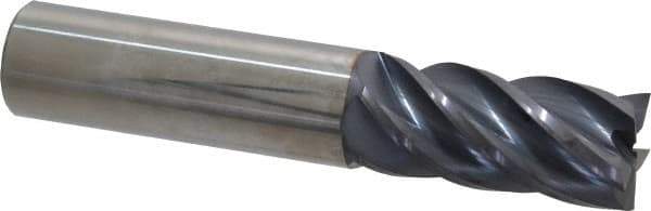 Accupro - 3/4", 1-5/8" LOC, 3/4" Shank Diam, 4" OAL, 5 Flute, Solid Carbide Square End Mill - Single End, AlTiN Finish, Spiral Flute, Variable° Helix, Centercutting, Right Hand Cut, Right Hand Flute - USA Tool & Supply