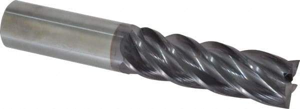 Accupro - 1", 3-1/4" LOC, 1" Shank Diam, 6" OAL, 5 Flute, Solid Carbide Square End Mill - Single End, AlTiN Finish, Spiral Flute, Variable° Helix, Centercutting, Right Hand Cut, Right Hand Flute - USA Tool & Supply