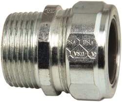 Cooper Crouse-Hinds - 0.85 to 0.95" Cable Capacity, Liquidtight, Straight Strain Relief Cord Grip - 1 NPT Thread, 1-7/8" Long, Steel - USA Tool & Supply