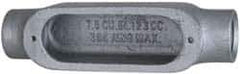 Cooper Crouse-Hinds - Form 5, C Body, 3/4" Trade, Rigid Malleable Iron Conduit Body - Oval, 6" OAL, 7-1/2 cc Capacity, Gray - USA Tool & Supply