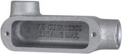 Cooper Crouse-Hinds - Form 5, LL Body, 3/4" Trade, Rigid Malleable Iron Conduit Body - Oval, 5.37" OAL, 7-1/2 cc Capacity, Gray - USA Tool & Supply