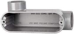 Cooper Crouse-Hinds - Form 5, LL Body, 1" Trade, IMC, Rigid Aluminum Conduit Body - Oval/Rectangle, 5.94" OAL, 12.2 cc Capacity, Silver - USA Tool & Supply