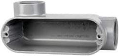 Cooper Crouse-Hinds - Form 5, LL Body, 1-1/2" Trade, IMC, Rigid Aluminum Conduit Body - Oval/Rectangle, 7.87" OAL, 35.8 cc Capacity, Silver - USA Tool & Supply