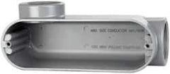 Cooper Crouse-Hinds - Form 5, LL Body, 2" Trade, IMC, Rigid Aluminum Conduit Body - Oval/Rectangle, 10.2" OAL, 69.7 cc Capacity, Silver - USA Tool & Supply