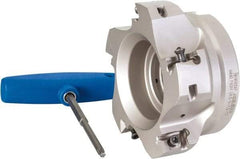 Iscar - 5 Inserts, 4" Cut Diam, 1-1/2" Arbor Diam, 0.642" Max Depth of Cut, Indexable Square-Shoulder Face Mill - 0/90° Lead Angle, 2" High, H490 AN.X 17 Insert Compatibility, Through Coolant, Series Helido - USA Tool & Supply