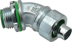 Cooper Crouse-Hinds - 3/8" Trade, Malleable Iron Threaded Angled Liquidtight Conduit Connector - Insulated - USA Tool & Supply