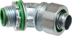 Cooper Crouse-Hinds - 1/2" Trade, Malleable Iron Threaded Angled Liquidtight Conduit Connector - Insulated - USA Tool & Supply