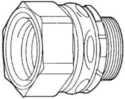 Cooper Crouse-Hinds - 0.45 to 0.56" Cable Capacity, Liquidtight, Straight Strain Relief Cord Grip - 1 NPT Thread, 1-3/4" Long, Steel - USA Tool & Supply