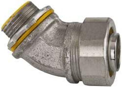 Cooper Crouse-Hinds - 1" Trade, Malleable Iron Threaded Angled Liquidtight Conduit Connector - Insulated - USA Tool & Supply