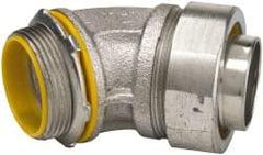 Cooper Crouse-Hinds - 1-1/2" Trade, Malleable Iron Threaded Angled Liquidtight Conduit Connector - Insulated - USA Tool & Supply