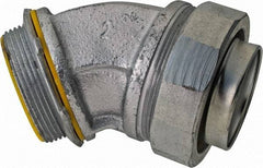 Cooper Crouse-Hinds - 2" Trade, Malleable Iron Threaded Angled Liquidtight Conduit Connector - Insulated - USA Tool & Supply