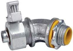 Cooper Crouse-Hinds - 3/8" Trade, Malleable Iron Threaded Angled Liquidtight Conduit Connector - Insulated - USA Tool & Supply