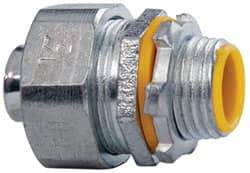 Cooper Crouse-Hinds - 1/2" Trade, Malleable Iron Threaded Straight Liquidtight Conduit Connector - Insulated - USA Tool & Supply