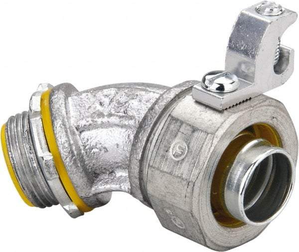 Cooper Crouse-Hinds - 3/4" Trade, Malleable Iron Threaded Angled Liquidtight Conduit Connector - Insulated - USA Tool & Supply