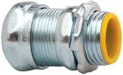 Cooper Crouse-Hinds - 1/2" Trade, Steel Compression Straight EMT Conduit Connector - Insulated - USA Tool & Supply