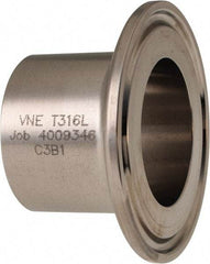 VNE - 1-1/4", Clamp Style, Sanitary Stainless Steel Pipe Welding Ferrule - Tube OD Connection, Grade 316/316L - USA Tool & Supply