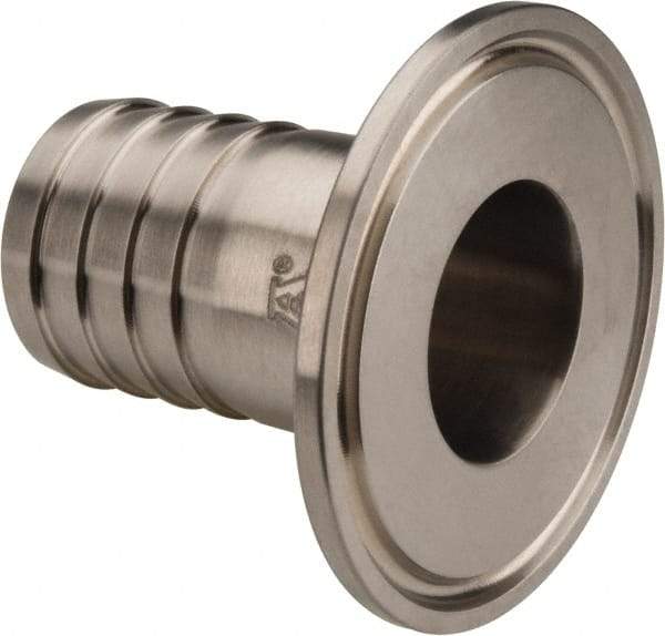 VNE - 1", Clamp Style, Sanitary Stainless Steel Pipe Rubber Hose Adapter - Tube OD Connection, Grade 316/316L - USA Tool & Supply