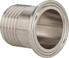 VNE - 1-1/2", Clamp Style, Sanitary Stainless Steel Pipe Rubber Hose Adapter - Tube OD Connection, Grade 316/316L - USA Tool & Supply
