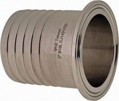 VNE - 2", Clamp Style, Sanitary Stainless Steel Pipe Rubber Hose Adapter - Tube OD Connection, Grade 316/316L - USA Tool & Supply