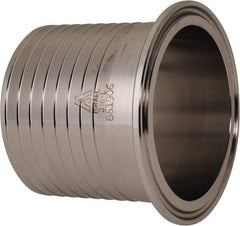 VNE - 2-1/2", Clamp Style, Sanitary Stainless Steel Pipe Rubber Hose Adapter - Tube OD Connection, Grade 316/316L - USA Tool & Supply
