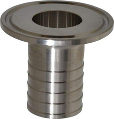 VNE - 1", Clamp Style, Sanitary Stainless Steel Pipe Rubber Hose Adapter - Tube OD Connection, Grade 304 - USA Tool & Supply