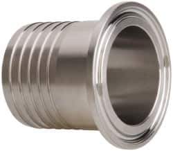 VNE - 1-1/2", Clamp Style, Sanitary Stainless Steel Pipe Rubber Hose Adapter - Tube OD Connection, Grade 304 - USA Tool & Supply