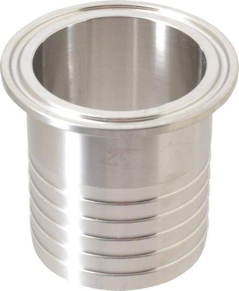 VNE - 2", Clamp Style, Sanitary Stainless Steel Pipe Rubber Hose Adapter - Tube OD Connection, Grade 304 - USA Tool & Supply