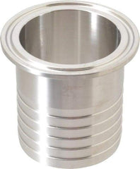 VNE - 2", Clamp Style, Sanitary Stainless Steel Pipe Rubber Hose Adapter - Tube OD Connection, Grade 304 - USA Tool & Supply