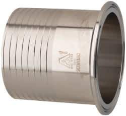 VNE - 3", Clamp Style, Sanitary Stainless Steel Pipe Rubber Hose Adapter - Tube OD Connection, Grade 304 - USA Tool & Supply
