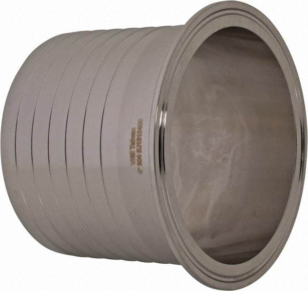 VNE - 4", Clamp Style, Sanitary Stainless Steel Pipe Rubber Hose Adapter - Tube OD Connection, Grade 304 - USA Tool & Supply
