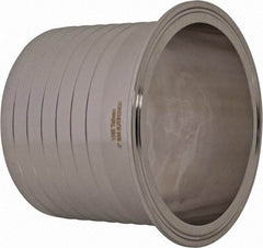 VNE - 4", Clamp Style, Sanitary Stainless Steel Pipe Rubber Hose Adapter - Tube OD Connection, Grade 304 - USA Tool & Supply