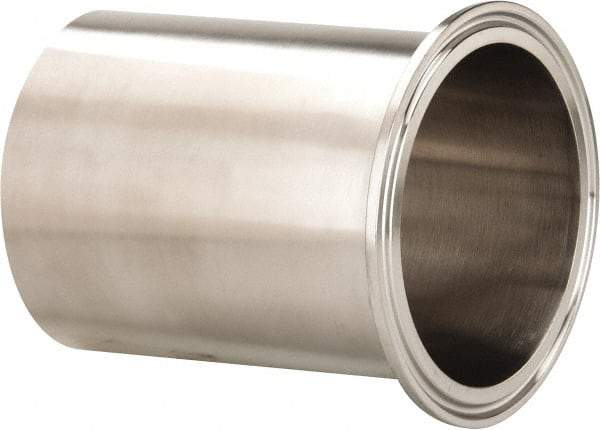 VNE - 3", Clamp Style, Sanitary Stainless Steel Pipe Long Tank Welding Ferrule - Tube OD Connection, Grade 316/316L - USA Tool & Supply