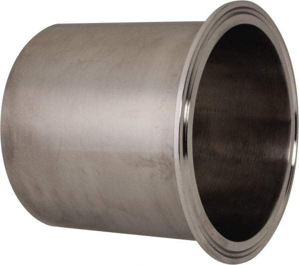 VNE - 4", Clamp Style, Sanitary Stainless Steel Pipe Long Tank Welding Ferrule - Tube OD Connection, Grade 304 - USA Tool & Supply