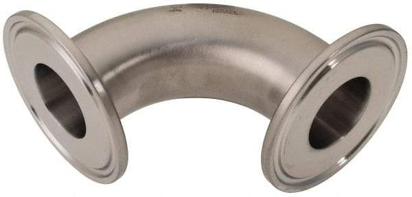VNE - 1", Clamp Style, Sanitary Stainless Steel Pipe 90° Elbow - Tube OD Connection, Grade 316/316L - USA Tool & Supply
