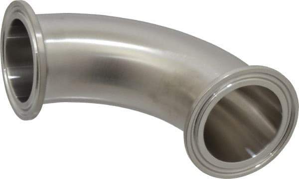 VNE - 1-1/2", Clamp Style, Sanitary Stainless Steel Pipe 90° Elbow - Tube OD Connection, Grade 316/316L - USA Tool & Supply