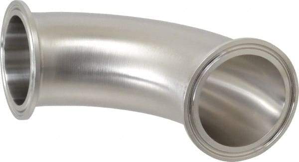 VNE - 2", Clamp Style, Sanitary Stainless Steel Pipe 90° Elbow - Tube OD Connection, Grade 316/316L - USA Tool & Supply