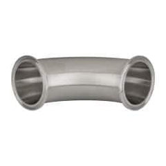 VNE - 2-1/2", Clamp Style, Sanitary Stainless Steel Pipe 90° Elbow - Tube OD Connection, Grade 316/316L - USA Tool & Supply