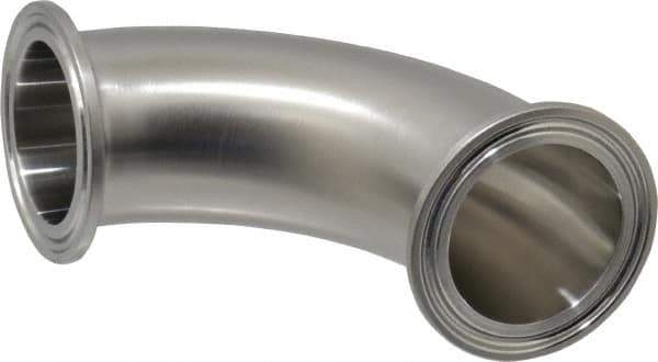 VNE - 1-1/2", Clamp Style, Sanitary Stainless Steel Pipe 90° Elbow - Tube OD Connection, Grade 304 - USA Tool & Supply