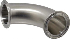 VNE - 1-1/2", Clamp Style, Sanitary Stainless Steel Pipe 90° Elbow - Tube OD Connection, Grade 304 - USA Tool & Supply