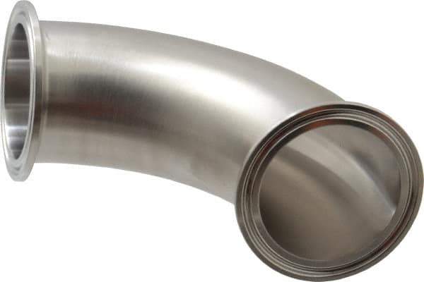 VNE - 2", Clamp Style, Sanitary Stainless Steel Pipe 90° Elbow - Tube OD Connection, Grade 304 - USA Tool & Supply