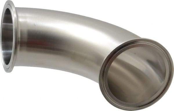 VNE - 2-1/2", Clamp Style, Sanitary Stainless Steel Pipe 90° Elbow - Tube OD Connection, Grade 304 - USA Tool & Supply
